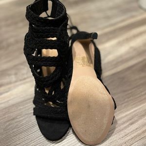 Black Ankle Lace Tie High Heels